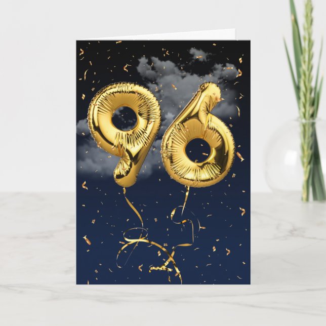 96e Anniversaire Gold Mylar Balloon et carte Confe (Devant)