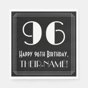 96th Birthday ~ Art Deco Inspired Look "96", Name Napkin