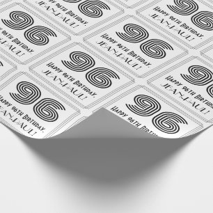 96th Birthday: Art Deco Inspired Style "96" + Name Wrapping Paper