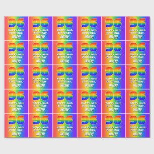 96th Birthday: Colourful, Fun Rainbow Pattern # 96 Wrapping Paper