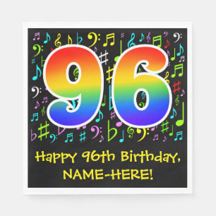 96th Birthday - Colourful Music Symbols, Rainbow 9 Napkin