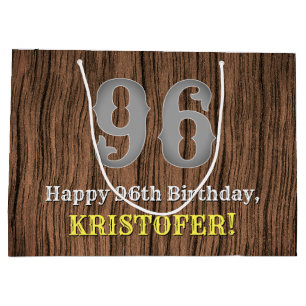 96th Birthday: Country Western Inspired Look, Name Large Gift Bag