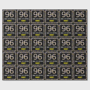 96th Birthday: Floral Flowers Number, Custom Name Wrapping Paper