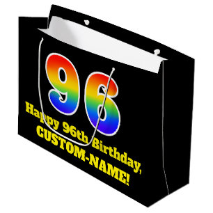 96th Birthday ~ Fun, Colourful, Vibrant, Rainbow 9 Large Gift Bag