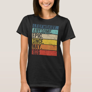 96th Birthday Legendary Awesome Epic Since May 192 T-Shirt