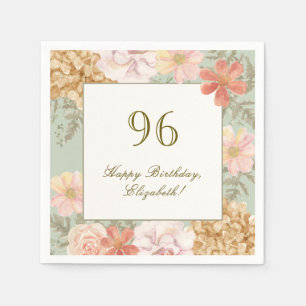 96th Birthday Napkin Autumn Colour Floral Sage