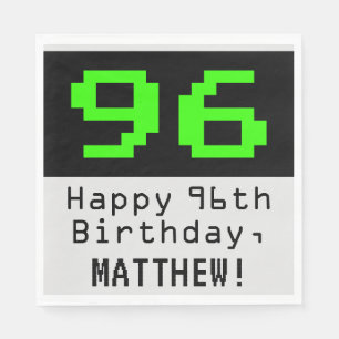 96th Birthday - Nerdy / Geeky Style "96" & Name Napkin