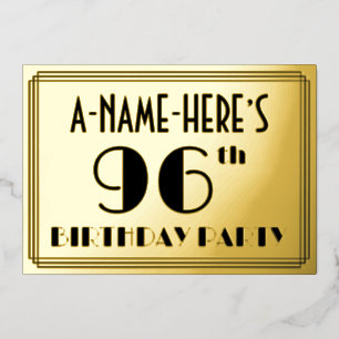 96th Birthday Party — Art Deco Look “96” + Name