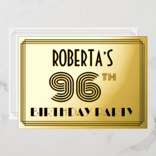 96th Birthday Party — Art Deco Style “96” & Name