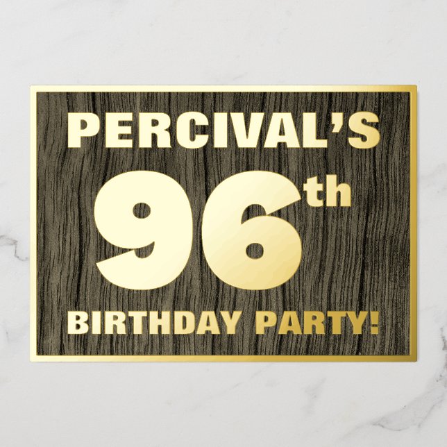 96th Birthday Party: Bold, Faux Wood Grain Pattern (Front)