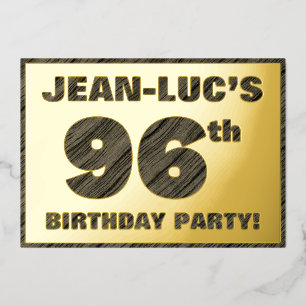 96th Birthday Party — Bold, Faux Wood Grain Text