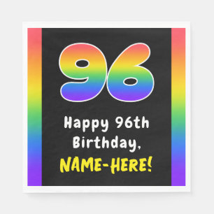 96th Birthday: Rainbow Spectrum # 96, Custom Name Napkin
