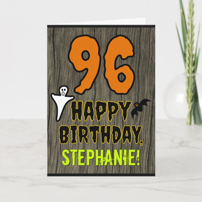 96th Birthday: Spooky Halloween Theme, Custom Name Card (Front)