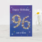 96th Birthday - Star Numbers - Blue - Age 96