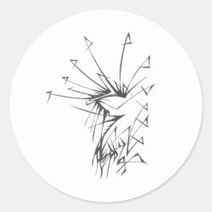 97 Black White Abstract Tribal Tattoo Art Classic Round Sticker