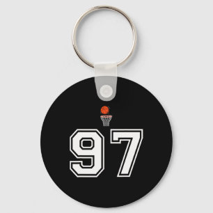 97 Number Sketll Style Vintage White  Keychain