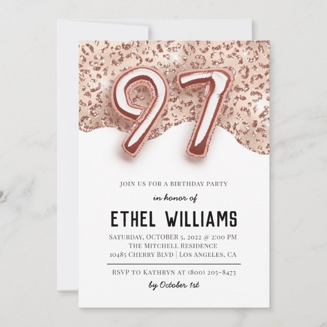 97e anniversaire de fête Invitation (Devant)