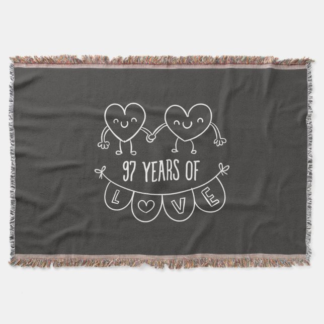 97th Anniversary Gift Chalk Hearts Throw Blanket (Front)