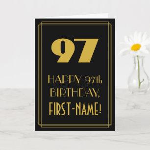 97th Birthday – Art Deco Inspired Look "97" & Name Card