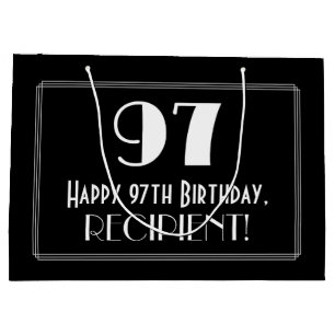 97th Birthday: Art Deco Inspired Style "97", Name Large Gift Bag