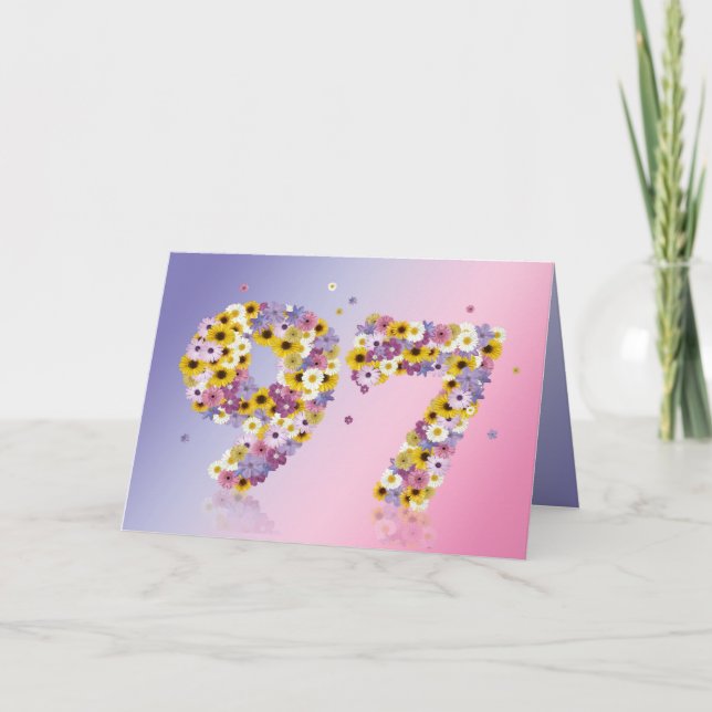 97th birthday card with flowery letters (Front)