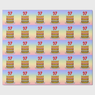97th Birthday: Fun Cake and Candles + Custom Name Wrapping Paper