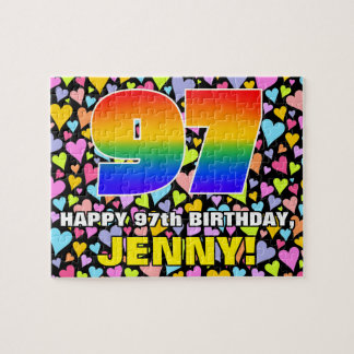 97th Birthday — Fun, Loving Heart Shapes + “97” Jigsaw Puzzle