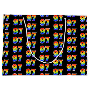 97th Birthday: Fun Rainbow Event Number 97 Pattern Large Gift Bag