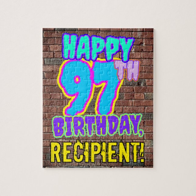 97th Birthday ~ Fun, Urban Graffiti Inspired Look Jigsaw Puzzle (Vertical)