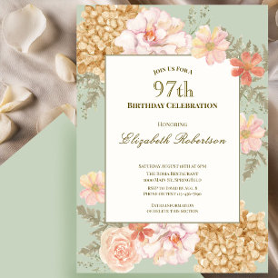 97th Birthday Invitation Autumn Colours Floral Sag