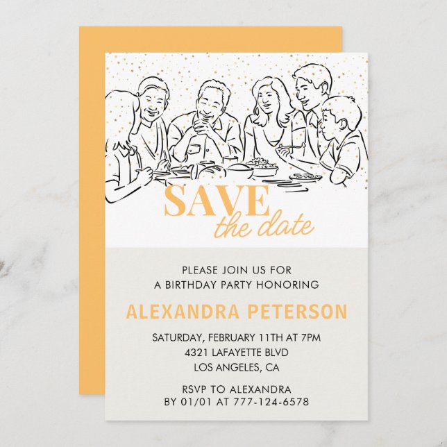 97th birthday invitations Save the date Dinner (Front/Back)