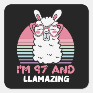 97th Birthday Llamazing Llama 97 Year Old Birthday Square Sticker