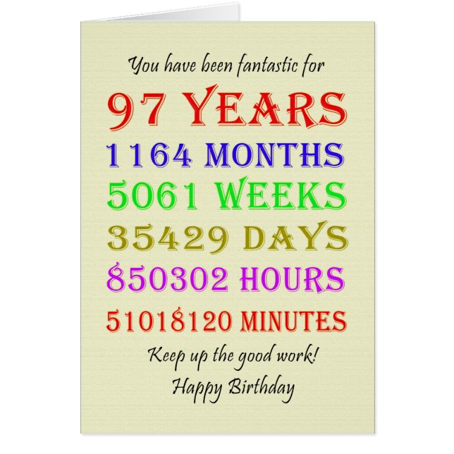 97th Birthday Milestones (Front)