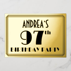 97th Birthday Party — Art Deco Look “97” + Name