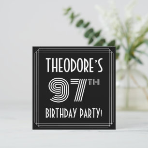 97th Birthday Party: Art Deco Style w/ Custom Name Invitation