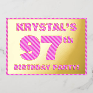 97th Birthday Party — Bold, Fun, Pink Stripes # 97