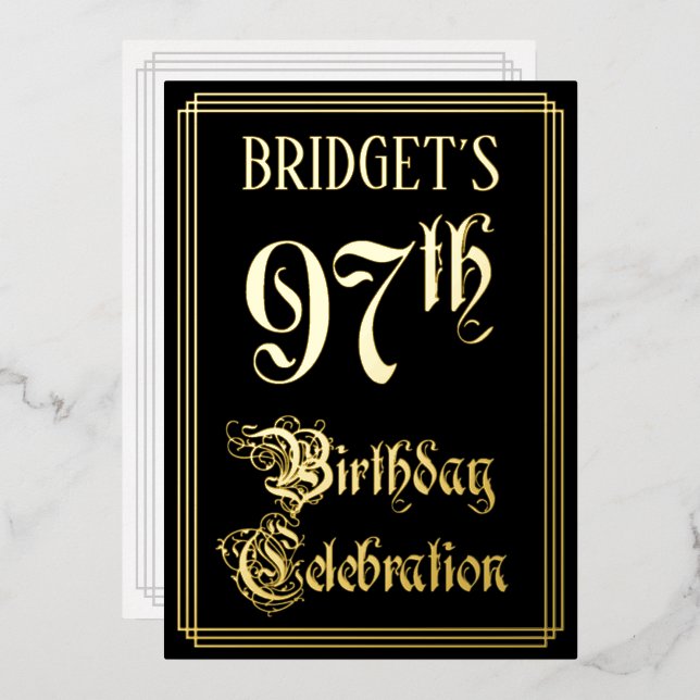 97th Birthday Party — Fancy Script & Custom Name (Front/Back)
