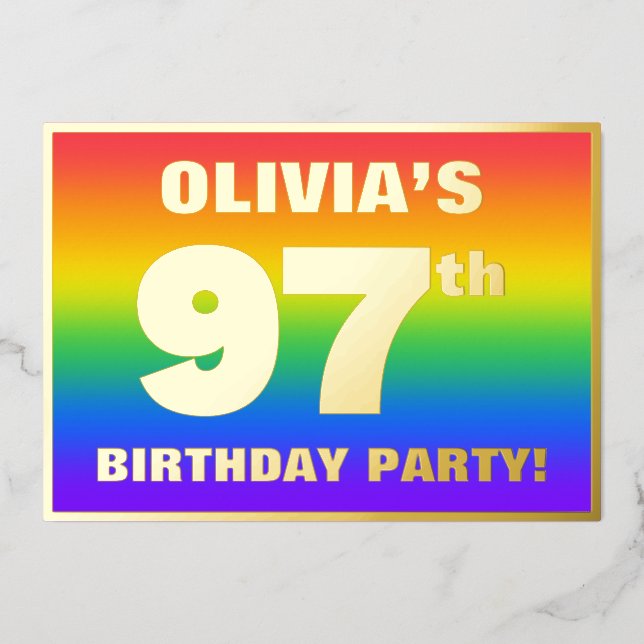 97th Birthday Party: Fun, Colourful Rainbow Patter (Front)