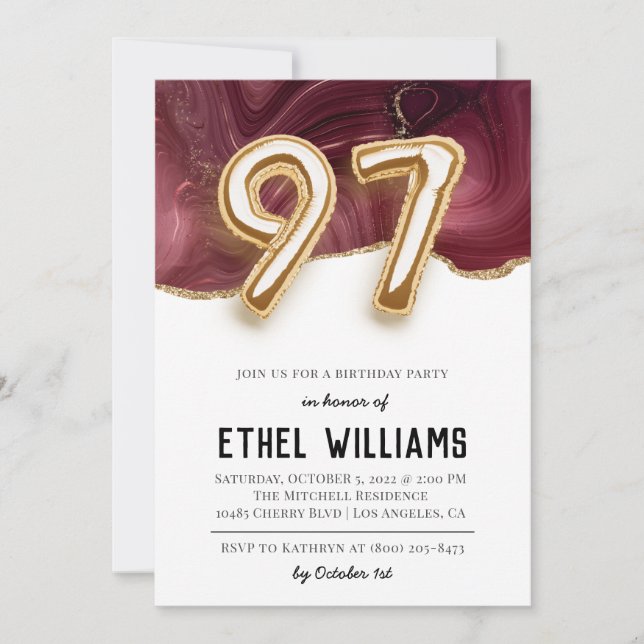 97th Birthday Party Invitation (Front)