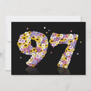 97th Birthday party, with flowered letters Invitation