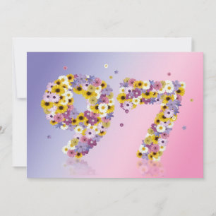97th Birthday party, with flowered letters Invitation