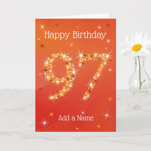 97th Birthday - Star Number - Red - Age 97 Card (Small Plant)
