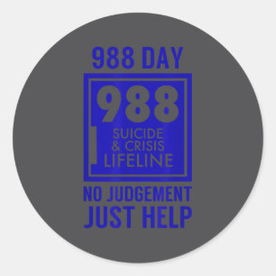 988 Day - September 8 - Suicide Prevention Awarene Classic Round Sticker