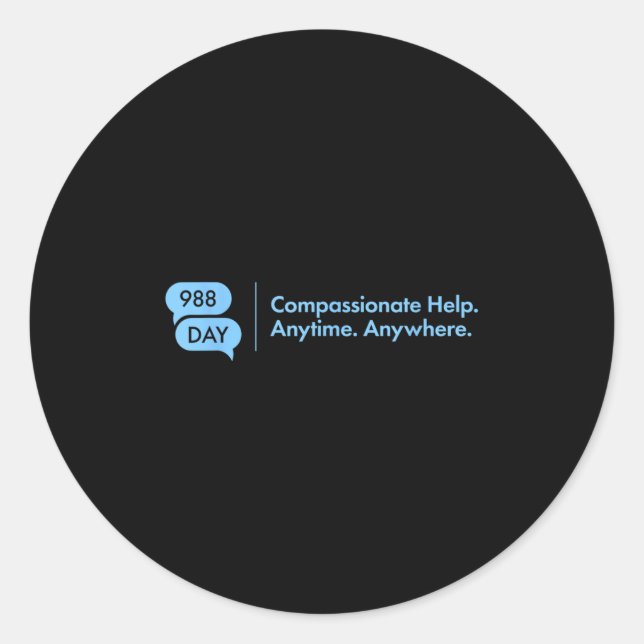 988 Day - Suprt Suicide Prevention 9_8 988 Day  Classic Round Sticker (Front)