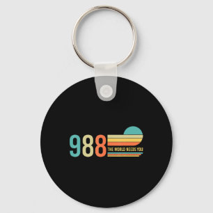 988 Hotline He World Needs You Mental Retro Health Keychain