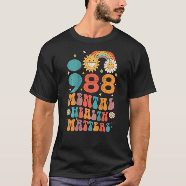988 Mental Health Matters Suicide Prevention Retro T-Shirt (Front)