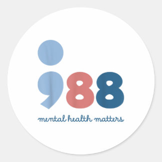 988 Mental Health S Suicide Prevention Awareness  Classic Round Sticker