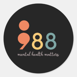 988 Semicolon Mental Health Problems Suicide Preve Classic Round Sticker