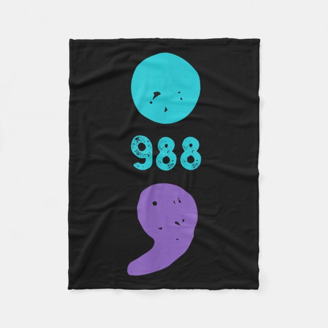 988 Semicolon Mental Health S Suicide Prevention  Fleece Blanket (Front)