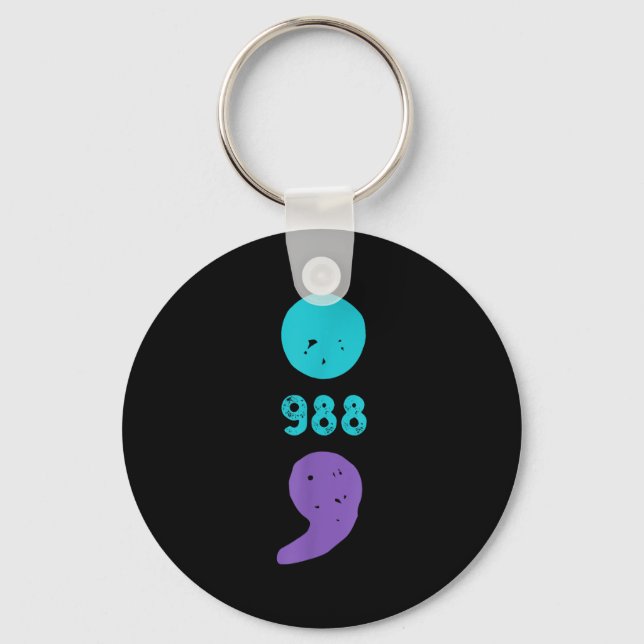 988 Semicolon Mental Health S Suicide Prevention  Keychain (Front)